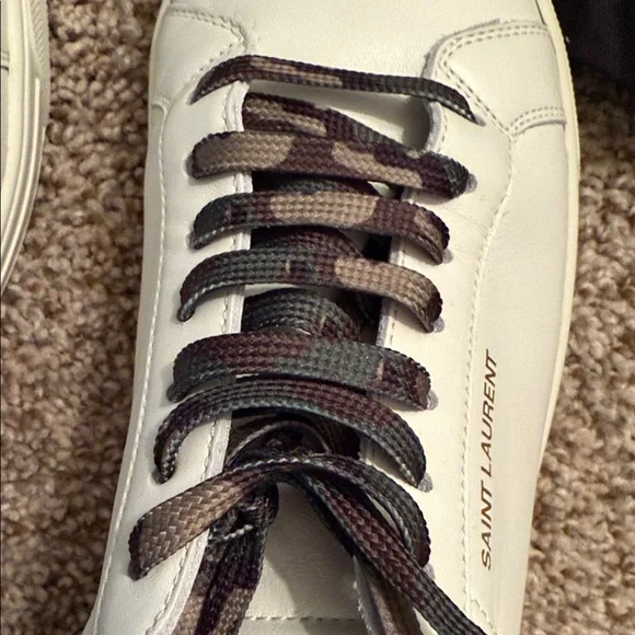 Saint Laurent White Sneakers with Camo Laces - Picture 10 of 15